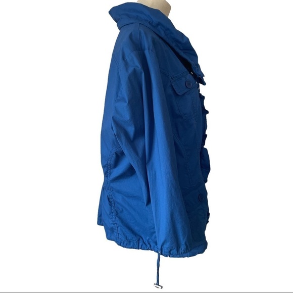 Cleo blue ruffle full front canvas  jacket coat spring summer fall - Picture 4 of 13